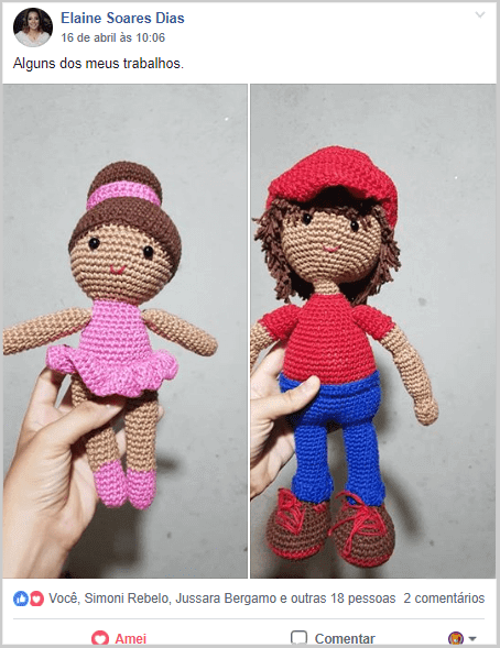 Amigurumi de bailarina e do Mario Brós